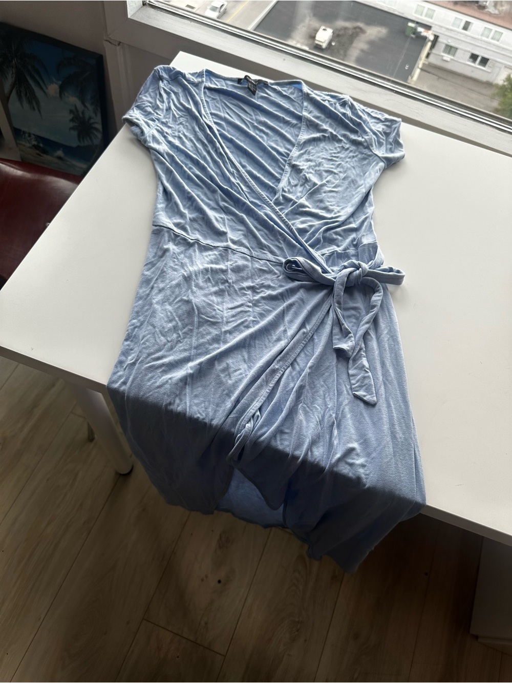 Forever 21 Light Blue Wrap Tunic with Waist Tie